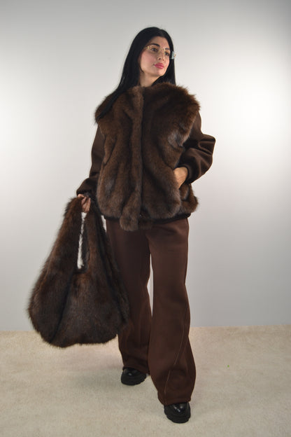 Borsa in Eco-Pelliccia Chocolate Soft Lumina