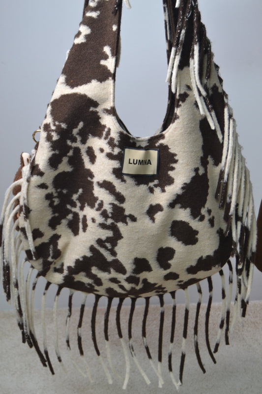 Borsa Lumina Cowprint Fringe