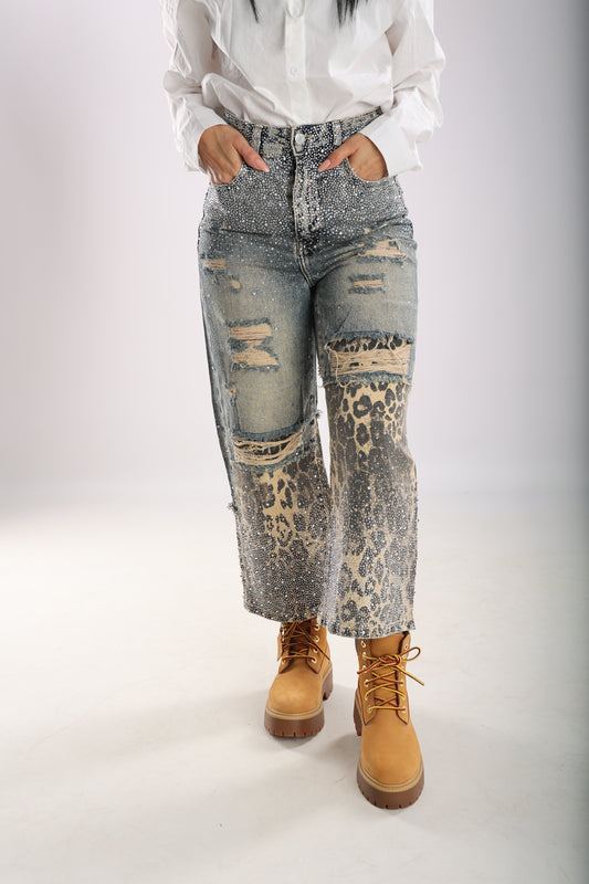 Jeans Leopard Crystal Fusion